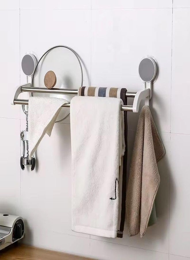 Kroywen Wall Mounted Double Rod Towel Holder Bar - Magic Sticker Napkin Rod Hanger for Bathroom & Kitchen, No-Drill Cloth Rack for Hand Towels, Dish Towels, and Cleaning Rags (Pack of 1) - Image 5